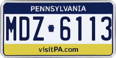 PA license plate MDZ6113