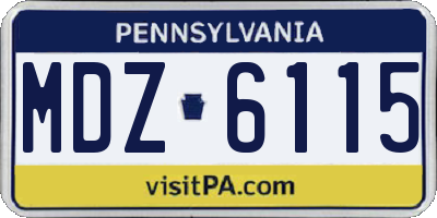 PA license plate MDZ6115