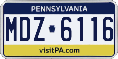 PA license plate MDZ6116