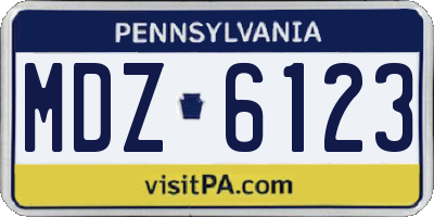 PA license plate MDZ6123