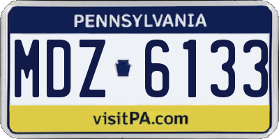 PA license plate MDZ6133