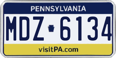 PA license plate MDZ6134