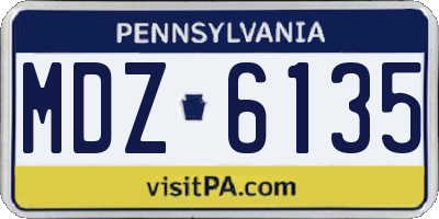 PA license plate MDZ6135