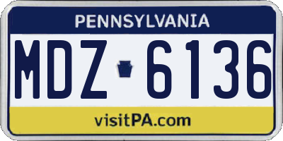 PA license plate MDZ6136