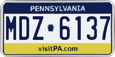 PA license plate MDZ6137