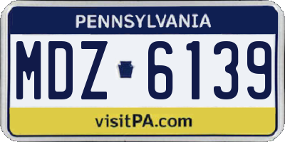 PA license plate MDZ6139