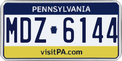 PA license plate MDZ6144