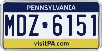PA license plate MDZ6151