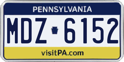 PA license plate MDZ6152
