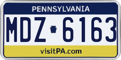 PA license plate MDZ6163