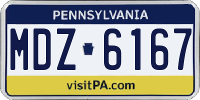 PA license plate MDZ6167