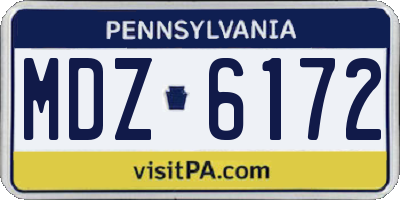 PA license plate MDZ6172
