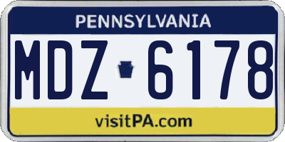 PA license plate MDZ6178