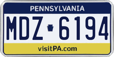 PA license plate MDZ6194