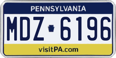 PA license plate MDZ6196