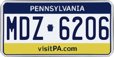 PA license plate MDZ6206
