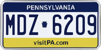 PA license plate MDZ6209