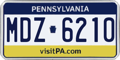 PA license plate MDZ6210