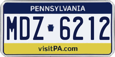 PA license plate MDZ6212