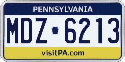 PA license plate MDZ6213