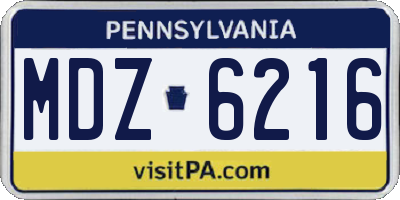 PA license plate MDZ6216