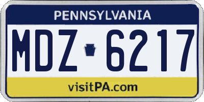 PA license plate MDZ6217