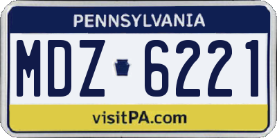 PA license plate MDZ6221