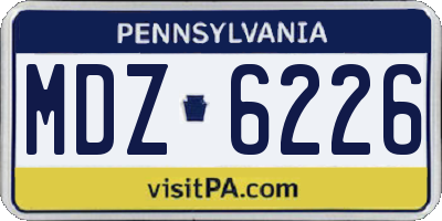 PA license plate MDZ6226