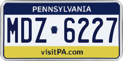 PA license plate MDZ6227