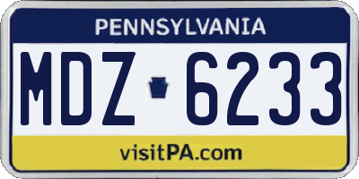PA license plate MDZ6233
