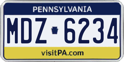 PA license plate MDZ6234