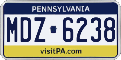 PA license plate MDZ6238