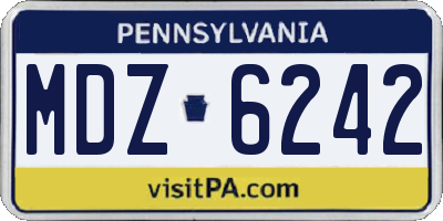 PA license plate MDZ6242