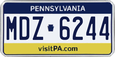 PA license plate MDZ6244