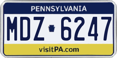 PA license plate MDZ6247