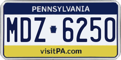 PA license plate MDZ6250