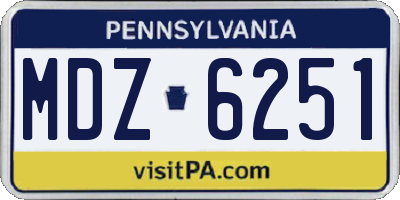 PA license plate MDZ6251