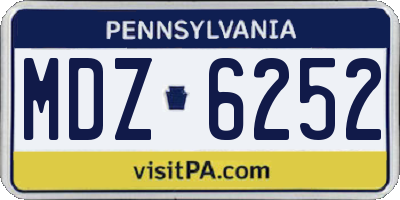 PA license plate MDZ6252