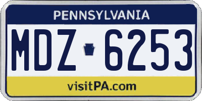 PA license plate MDZ6253