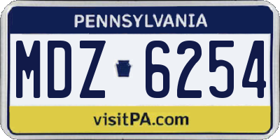 PA license plate MDZ6254