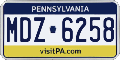 PA license plate MDZ6258