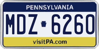 PA license plate MDZ6260