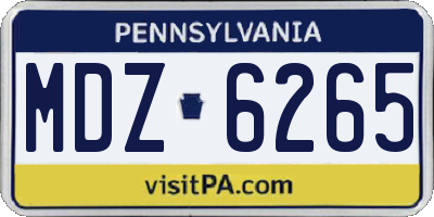 PA license plate MDZ6265