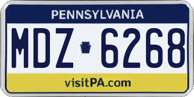PA license plate MDZ6268