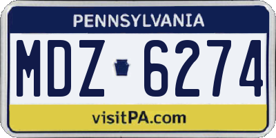 PA license plate MDZ6274