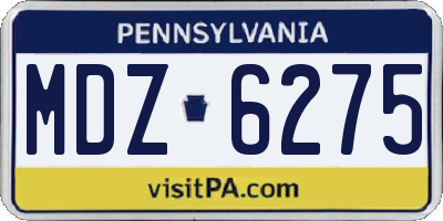 PA license plate MDZ6275