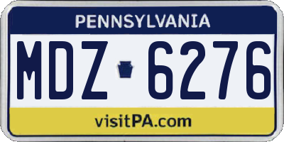 PA license plate MDZ6276
