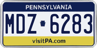PA license plate MDZ6283