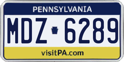 PA license plate MDZ6289