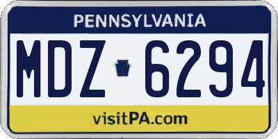 PA license plate MDZ6294